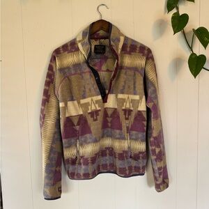 Burton Zip Up Sweater Purple and Cream Geometric Fleece